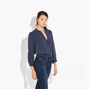 CLEARANCE! AYR Chica Blouse Button Navy Polka Dot Size Small